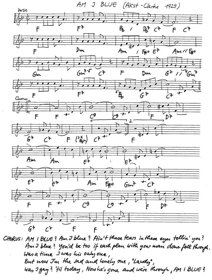 am i blue leadsheet – book us for your next 20s or gatsby event